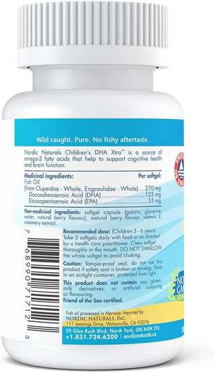 Nordic naturals - dha xtra omega-3 pour enfants 90 gél